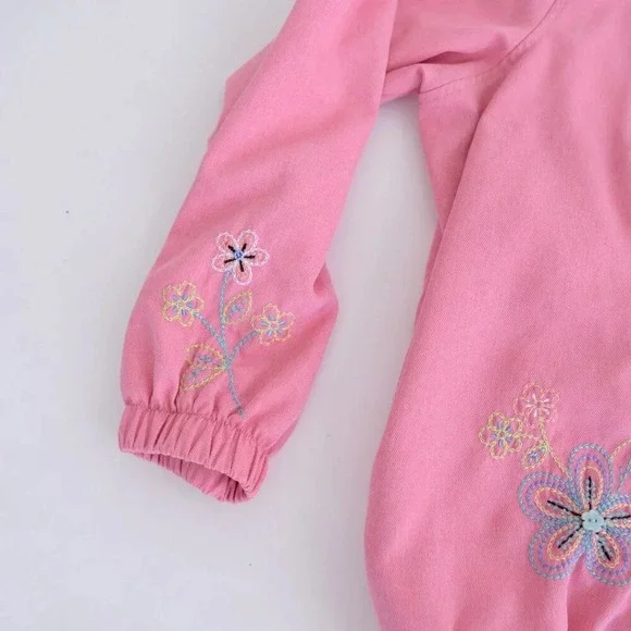 Vintage Alfred  Dunner Pink Embroidered Floral Button Up Lightweight Jacket 18W - Picture 7 of 13